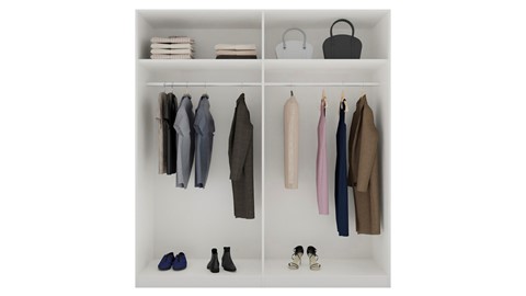 Schuifdeurkast Kixx, volledig met houten deuren, wit