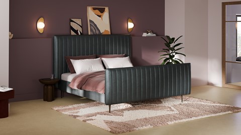 Bed Ruby velvet glow, grey blue