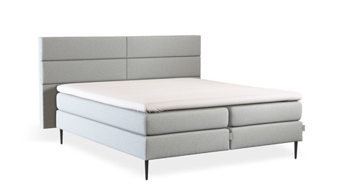 Boxspring Pearl vlak met gestoffeerd matras, light grey