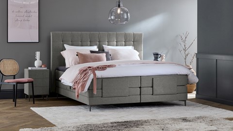 Boxspring Jade verstelbaar met gestoffeerd matras, grey