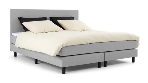 Boxspring Bellino vlak met gestoffeerd matras, lichtgrijs