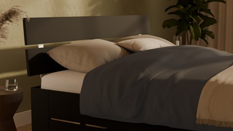 Bed Fresh 500 met hoofdbord en 3 opbergladen, zwart