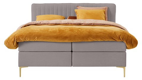 Boxspring Ruby vlak met gestoffeerd matras, taupe