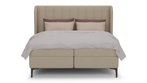 Boxspring Ivory soft teddy vlak met gestoffeerd matras, beige