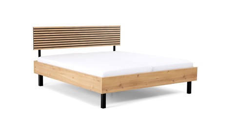 Bed Flint, bianco eiken/grafiet