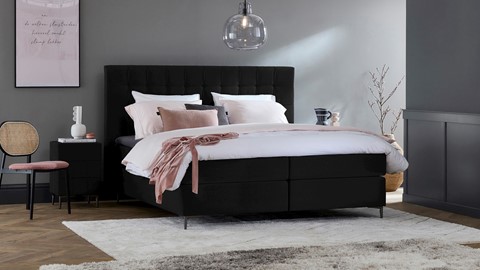 Boxspring Jade vlak met gestoffeerd matras, black