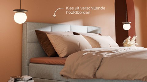 Boxspring Crystal soft touch met gestoffeerd matras, light blue