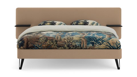 Bed Bädd Forma met Bossflex 400 vlak en gestoffeerd matras, etna caramel