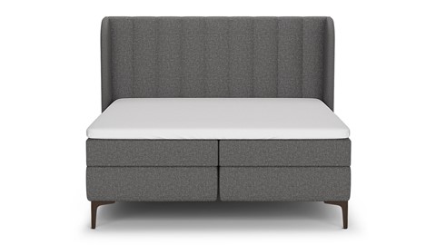 Boxspring Ivory linen touch vlak met gestoffeerd matras, dark grey