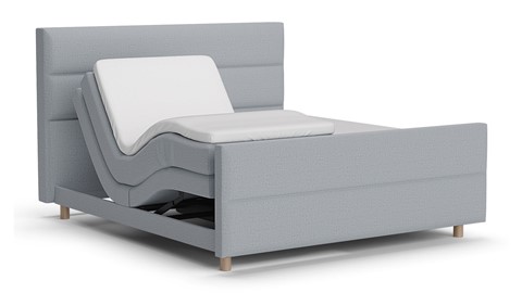 Boxspring Mica soft touch verstelbaar met gestoffeerd matras, light blue