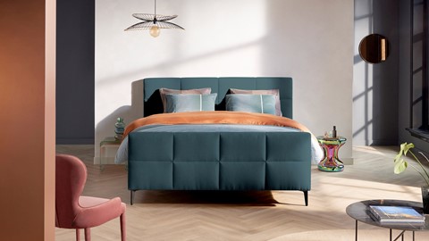 Boxspring Attraktiv Trendik vlak met gestoffeerd matras, etna teal