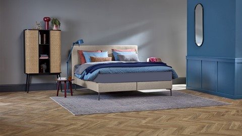 Boxspring Emerald vlak met B Bright 3100/3150 PK, khaki