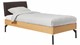 Bed Sky eiken met hoofdbord stof en poot metaal, honing lederlook grijs