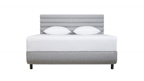 TEMPUR® Bed Arc met hoofdbord Vectra, vlakke schotelbodem en Pro matrassen, Stone