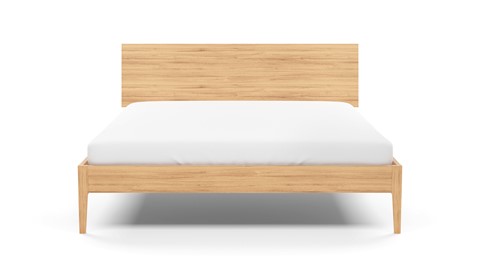 Bed Sky met hoofdbord en poten hout, eiken honing