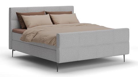 Boxspring Crystal linen touch vlak met gestoffeerd matras, light grey
