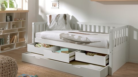 Kajuitbed Fritz met 3 laden en slaaplade, white