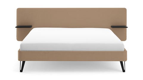 Bed Bädd Forma met Bossflex 400 vlak en gestoffeerd matras, etna caramel