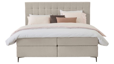 Boxspring Jade vlak met gestoffeerd matras, khaki