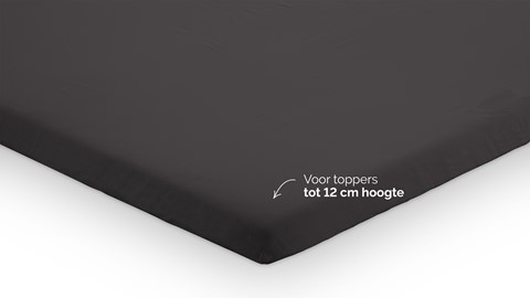 Hoeslaken B Bright Percale topper, antraciet