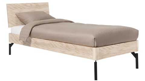 Bed Sky eiken met hoofdbord hout en poot metaal, eiken