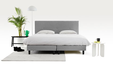 Boxspring Invito vlak met Bridge matras, lichtgrijs