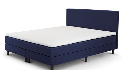 Boxspring Cisano vlak met gestoffeerd matras, blauw