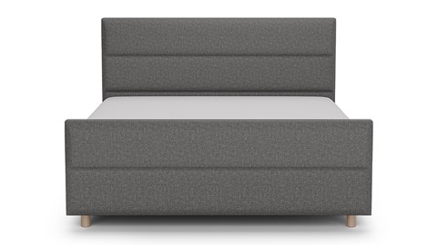 Boxspring Mica linen touch vlak met gestoffeerd matras, dark grey
