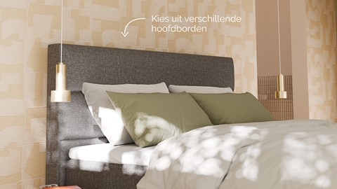 Boxspring Mica linen touch vlak met gestoffeerd matras, dark grey