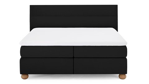 Boxspring Solid Lina vlak met gestoffeerd matras, black