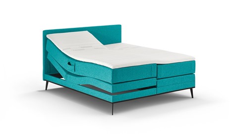 Boxspring Viggo verstelbaar met gestoffeerd matras, towel groen