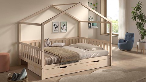 Kajuitbed Dallas als huis met slaaplade Kajuitbed Dallas als huis met slaaplade