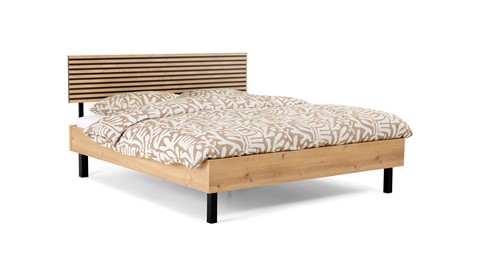 Bed Flint, bianco eiken/grafiet