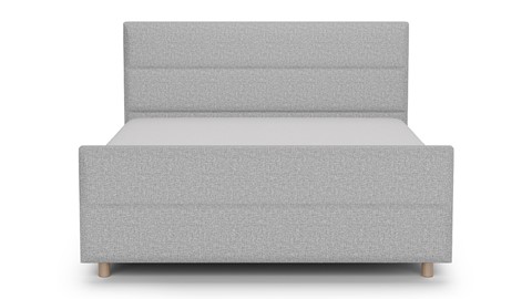 Boxspring Mica linen touch vlak met gestoffeerd matras, light grey