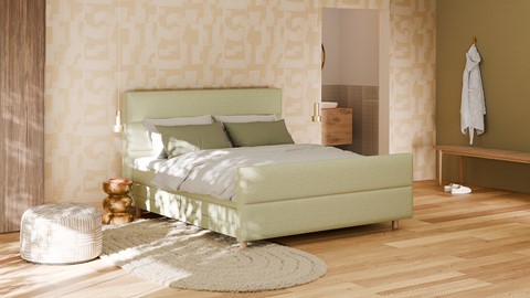 Boxspring Mica soft touch verstelbaar met gestoffeerd matras, pistachio