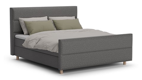 Boxspring Mica linen touch vlak met gestoffeerd matras, dark grey