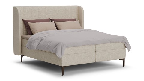 Boxspring Ivory soft teddy vlak met gestoffeerd matras, off white