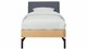 Bed Sky eiken met hoofdbord stof en poot metaal, honing stof grijs