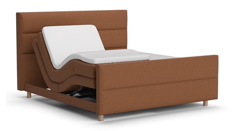 Boxspring Mica soft touch verstelbaar met gestoffeerd matras, terracotta