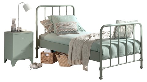 Bed Bronxx met nachtkast, olive
