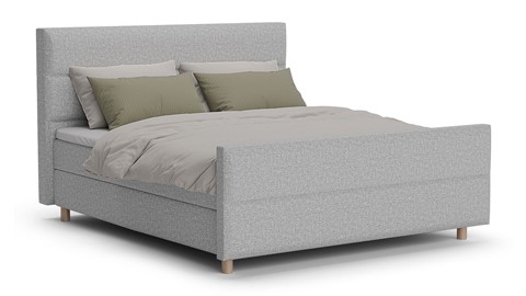Boxspring Mica linen touch vlak met gestoffeerd matras, light grey