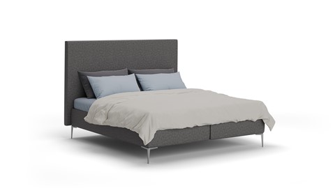 Boxspring Emerald vlak met Silver Pocket Deluxe Foam matras, dark grey