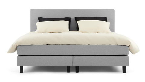 Boxspring Bellino vlak met gestoffeerd matras, lichtgrijs