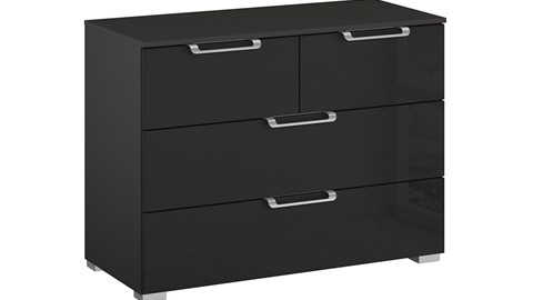 Commode Sydney met 4 laden, grafiet/glas basalt