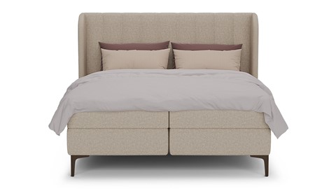 Boxspring Ivory linen touch vlak met gestoffeerd matras, beige