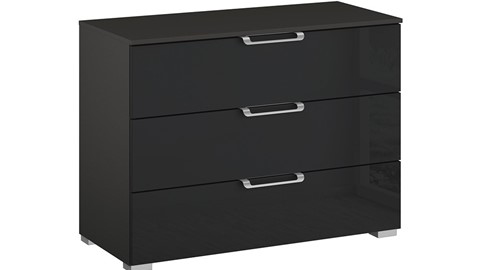 Commode Sydney met 3 laden, grafiet/glas basalt