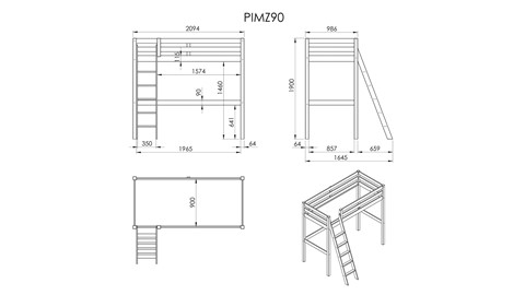 Hoogslaper Pino Mezzanine, grijs