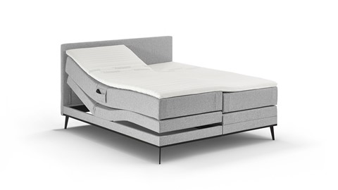 Boxspring Viggo verstelbaar met gestoffeerd matras, towel grijs