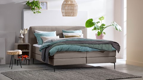 Boxspring Quartz vlak met gestoffeerd matras, rpes 83