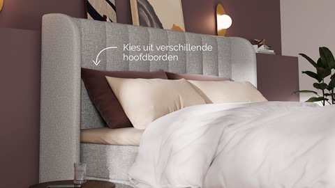 Boxspring Ivory linen touch vlak met gestoffeerd matras, light grey